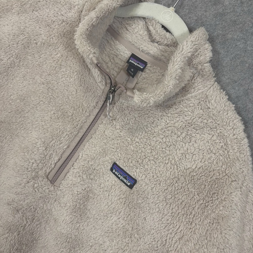 Patagonia Los Gatos Fleece Pullover Jacket Womens XL Taupe 1/4 Zip Slouchy
